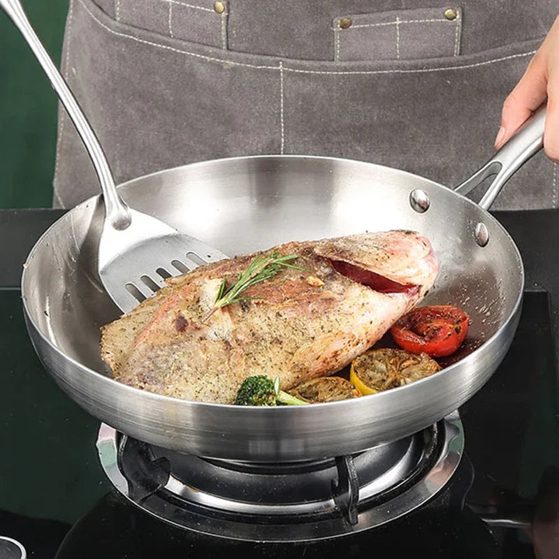 Premium 304 Stainless Steel Non-Stick Frying Pan – Uncoated Skillet for Gas & Induction Cooktops