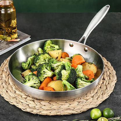 Premium 304 Stainless Steel Non-Stick Frying Pan – Uncoated Skillet for Gas & Induction Cooktops