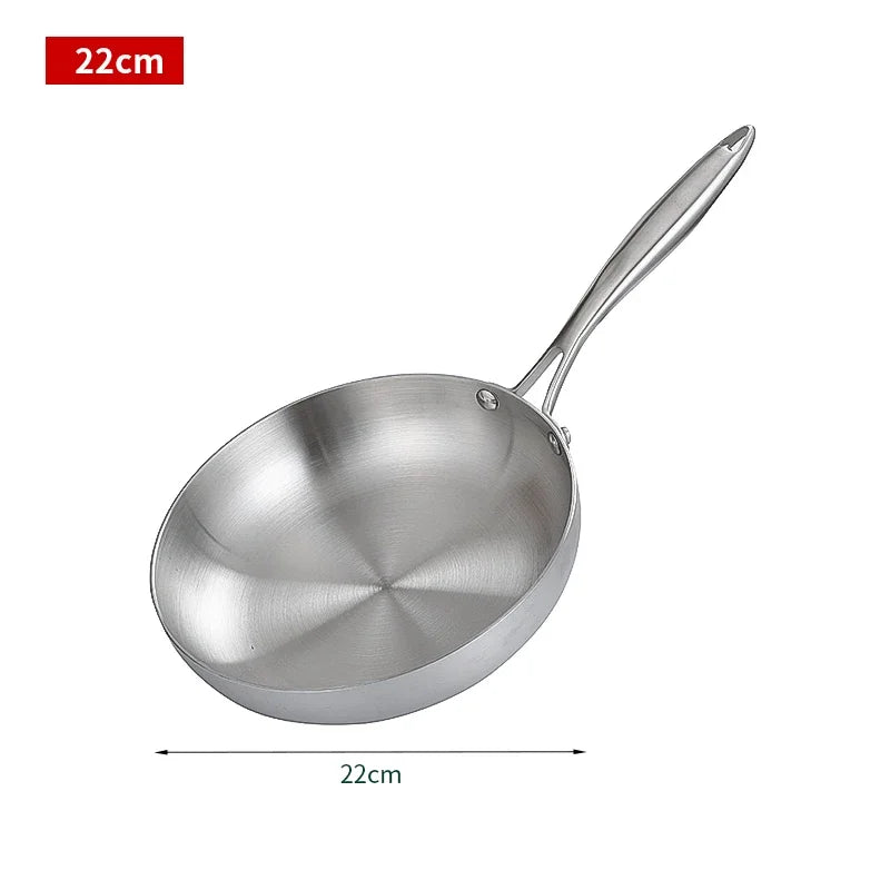 Premium 304 Stainless Steel Non-Stick Frying Pan – Uncoated Skillet for Gas & Induction Cooktops