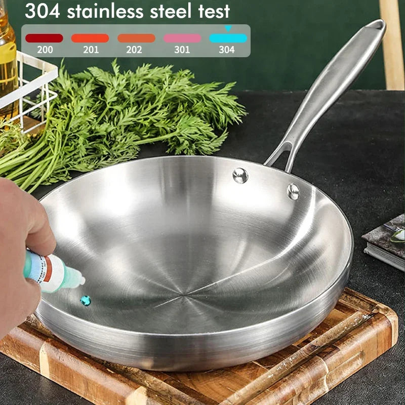 Premium 304 Stainless Steel Non-Stick Frying Pan – Uncoated Skillet for Gas & Induction Cooktops