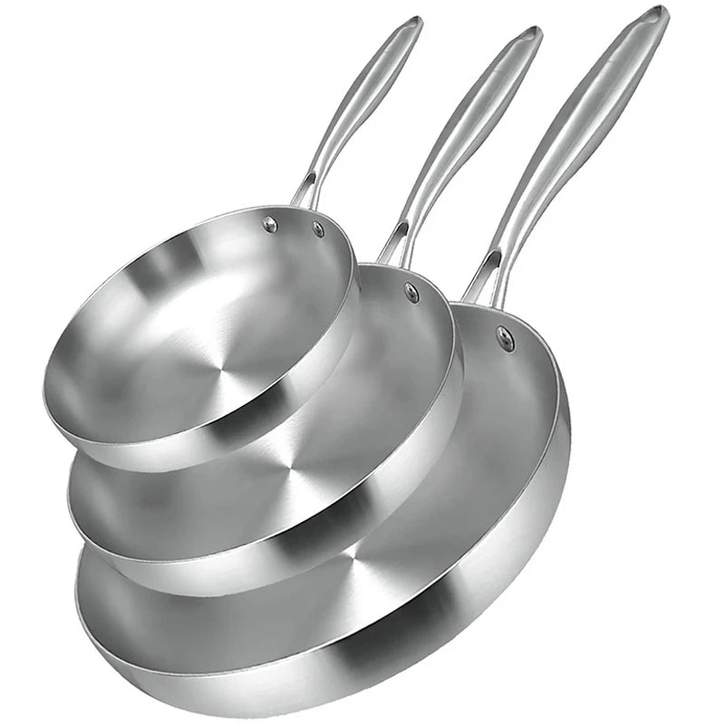 Premium 304 Stainless Steel Non-Stick Frying Pan – Uncoated Skillet for Gas & Induction Cooktops