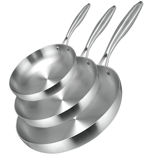 Premium 304 Stainless Steel Non-Stick Frying Pan – Uncoated Skillet for Gas & Induction Cooktops