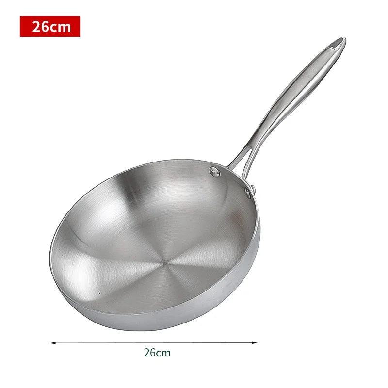 Premium 304 Stainless Steel Non-Stick Frying Pan – Uncoated Skillet for Gas & Induction Cooktops