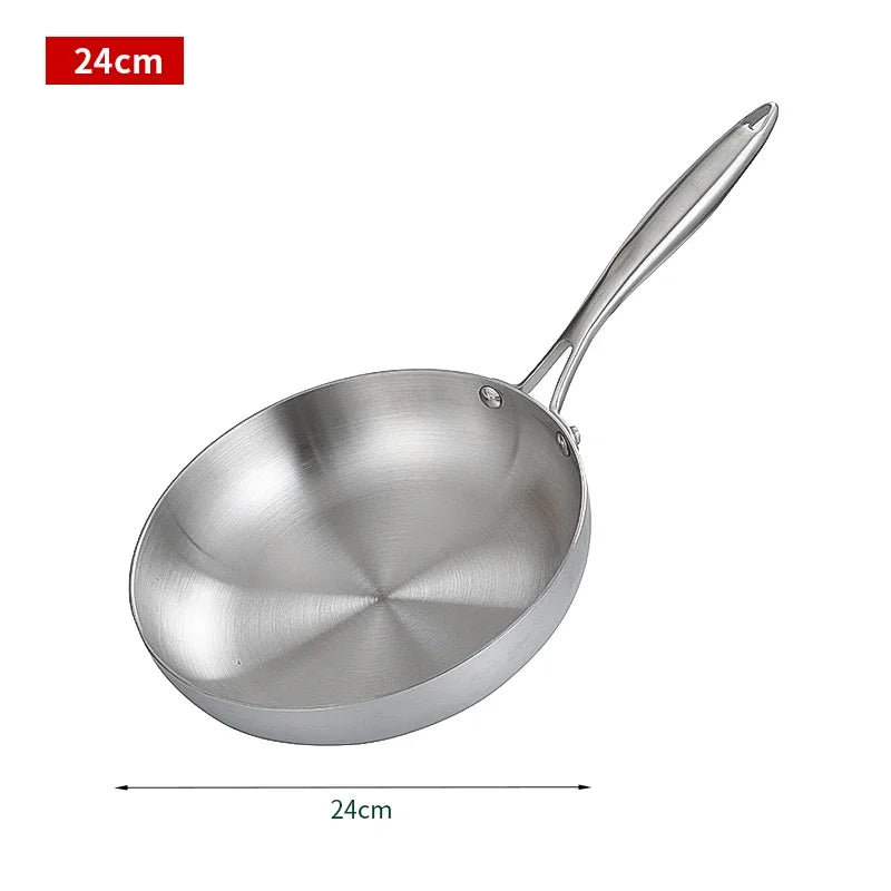 Premium 304 Stainless Steel Non-Stick Frying Pan – Uncoated Skillet for Gas & Induction Cooktops