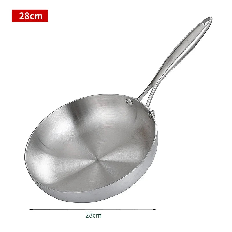 Premium 304 Stainless Steel Non-Stick Frying Pan – Uncoated Skillet for Gas & Induction Cooktops
